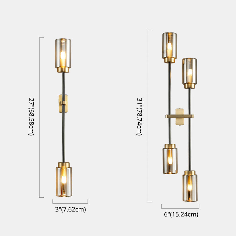 Noordse buisvormige wand sconce verlichting glazen slaapkamer wandlicht sconce in rookgrijs
