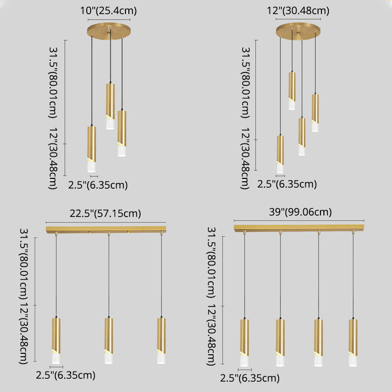 Tube Dinning Room Hanging Light Fixture Metal Simple Style Pendant Light Fixture