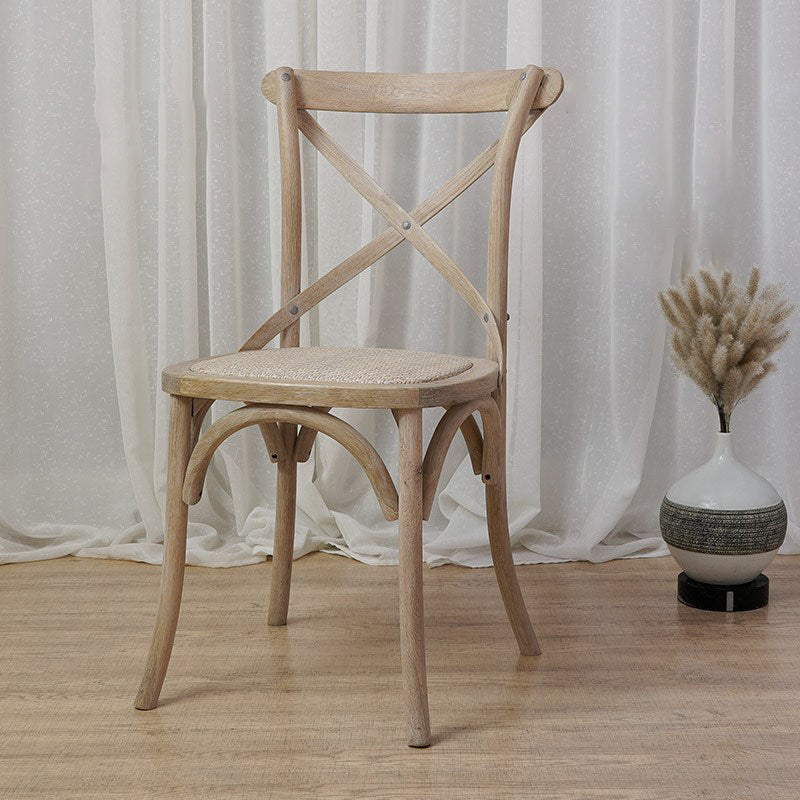 Chaises de salle à manger traditionnelles en bois massif, finition mate, chaise latérale à dossier croisé