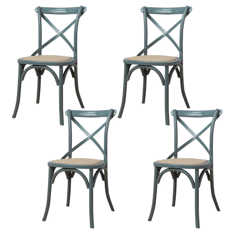 Chaises de salle à manger traditionnelles en bois massif, finition mate, chaise latérale à dossier croisé