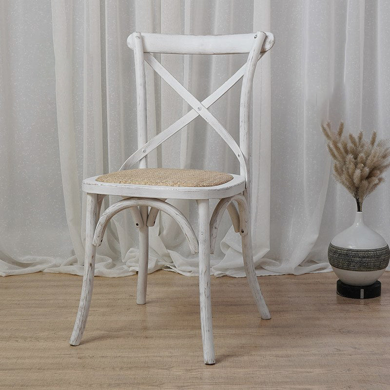Chaises de salle à manger traditionnelles en bois massif, finition mate, chaise latérale à dossier croisé