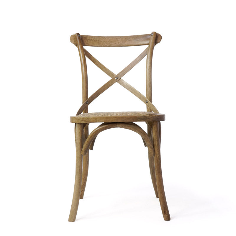 Chaises de salle à manger traditionnelles en bois massif, finition mate, chaise latérale à dossier croisé