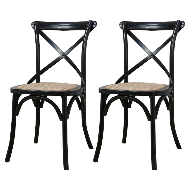 Chaises de salle à manger traditionnelles en bois massif, finition mate, chaise latérale à dossier croisé