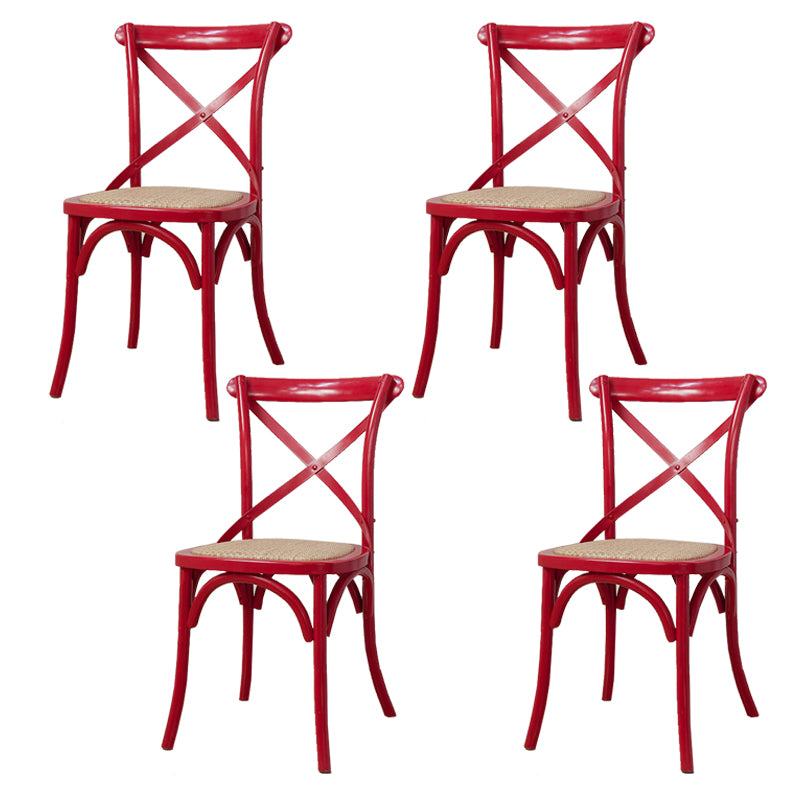 Chaises de salle à manger traditionnelles en bois massif, finition mate, chaise latérale à dossier croisé