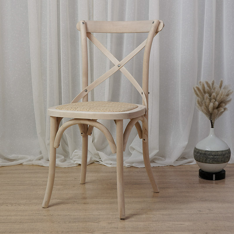 Chaises de salle à manger traditionnelles en bois massif, finition mate, chaise latérale à dossier croisé