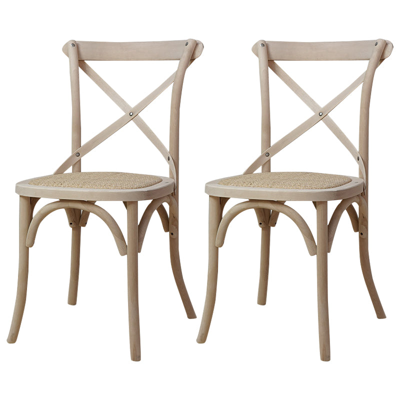 Chaises de salle à manger traditionnelles en bois massif, finition mate, chaise latérale à dossier croisé