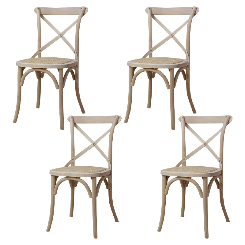 Chaises de salle à manger traditionnelles en bois massif, finition mate, chaise latérale à dossier croisé