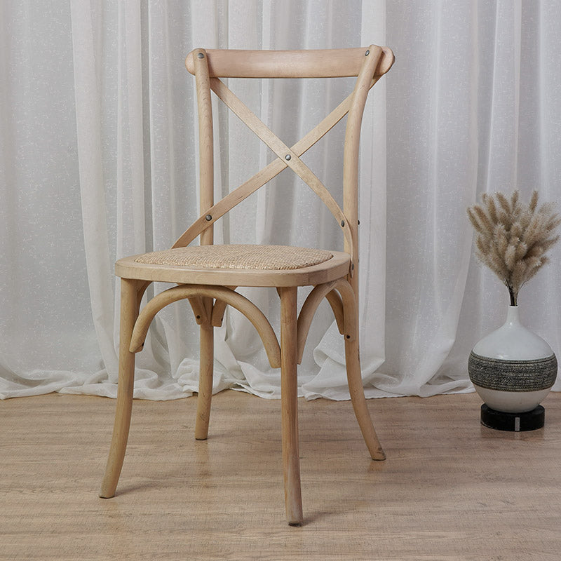 Chaises de salle à manger traditionnelles en bois massif, finition mate, chaise latérale à dossier croisé