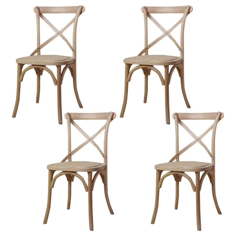 Chaises de salle à manger traditionnelles en bois massif, finition mate, chaise latérale à dossier croisé