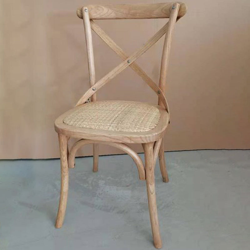 Chaises de salle à manger traditionnelles en bois massif, finition mate, chaise latérale à dossier croisé