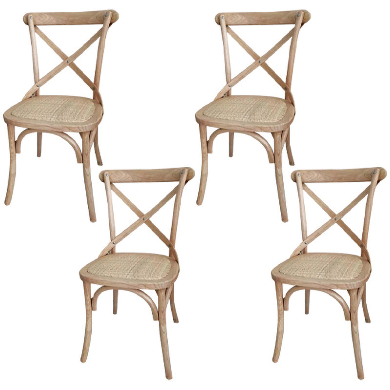 Chaises de salle à manger traditionnelles en bois massif, finition mate, chaise latérale à dossier croisé
