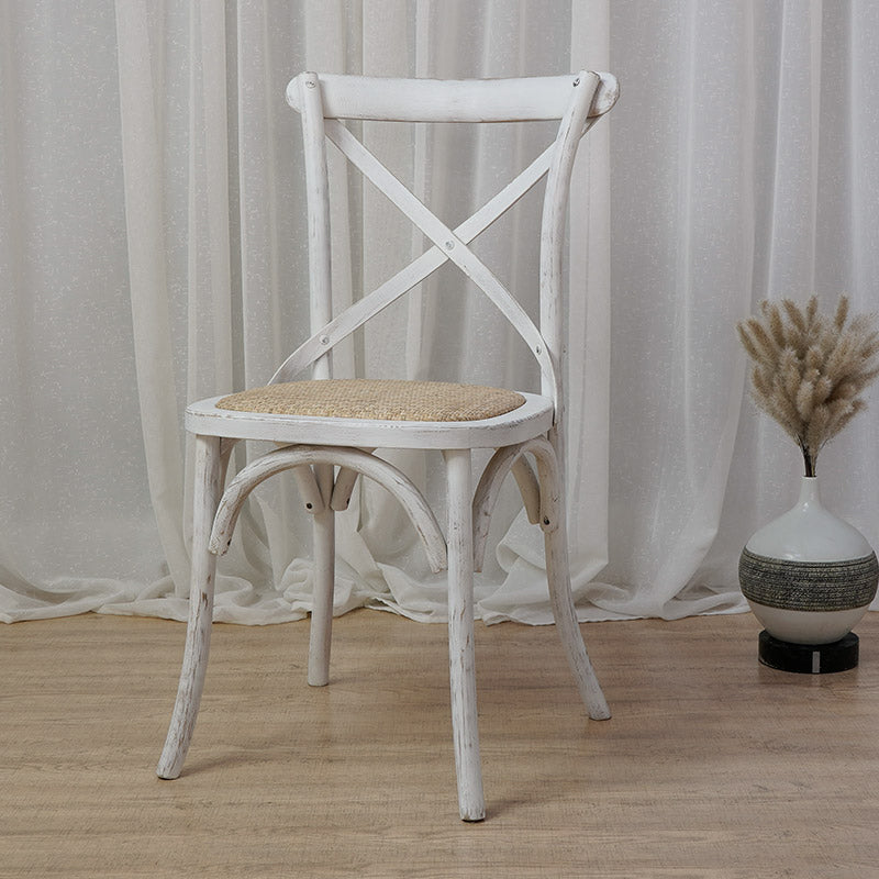 Chaises de salle à manger traditionnelles en bois massif, finition mate, chaise latérale à dossier croisé