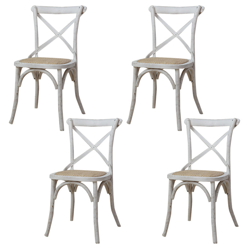 Chaises de salle à manger traditionnelles en bois massif, finition mate, chaise latérale à dossier croisé
