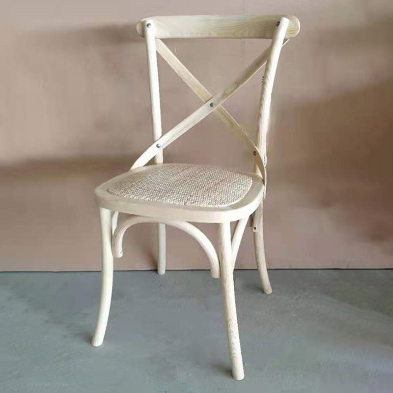 Chaises de salle à manger traditionnelles en bois massif, finition mate, chaise latérale à dossier croisé
