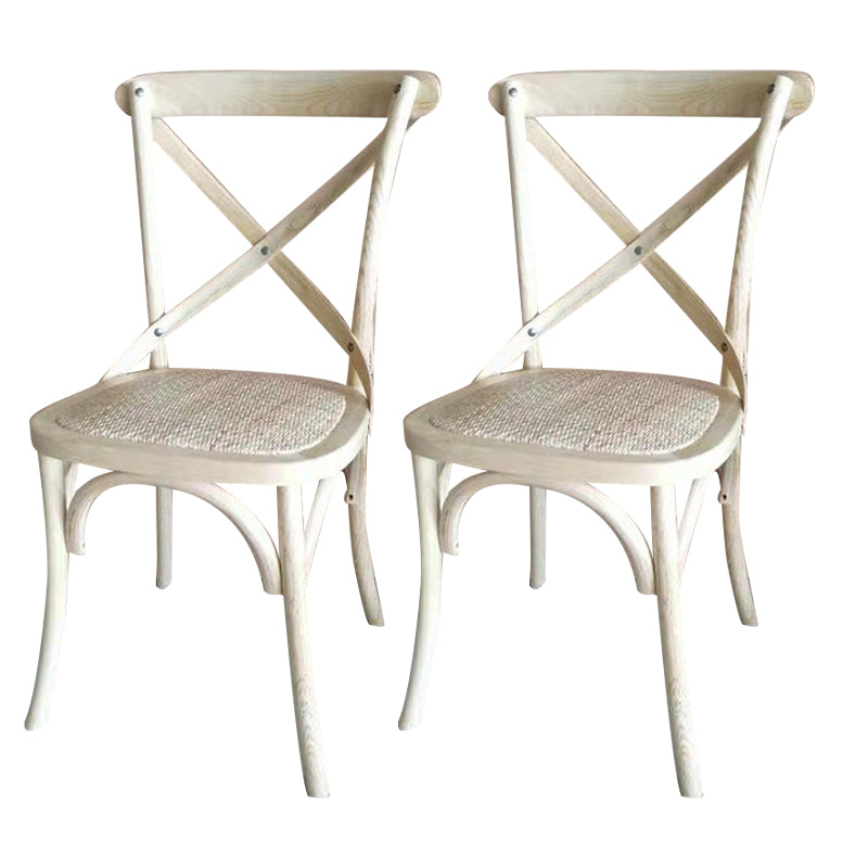 Chaises de salle à manger traditionnelles en bois massif, finition mate, chaise latérale à dossier croisé