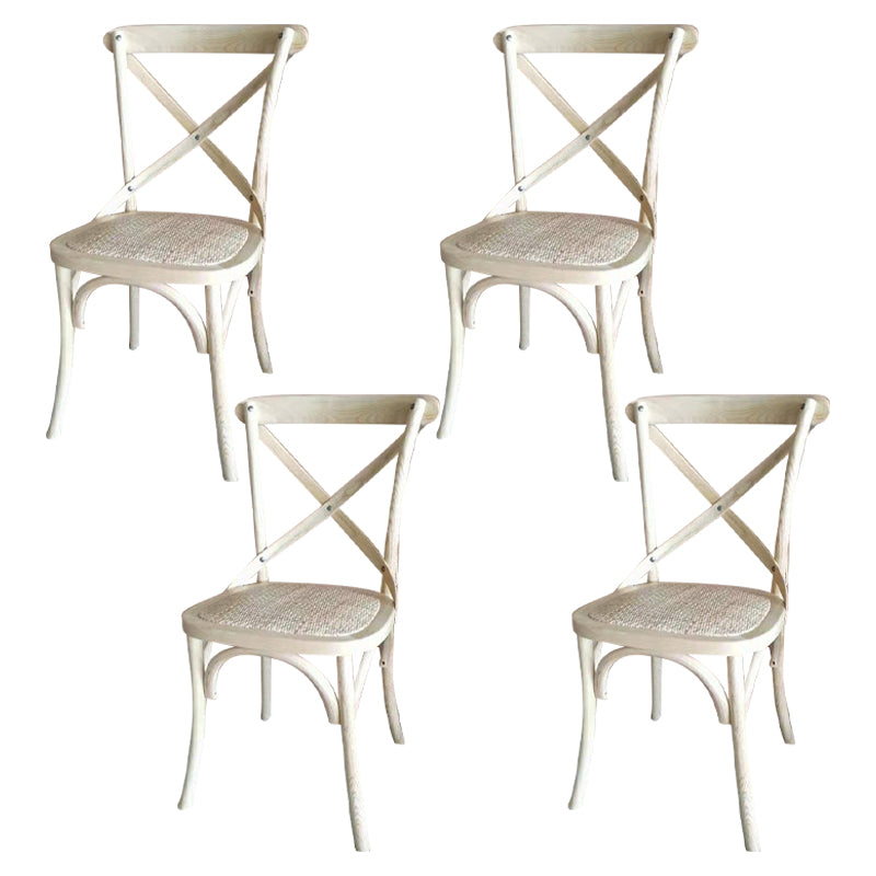 Chaises de salle à manger traditionnelles en bois massif, finition mate, chaise latérale à dossier croisé
