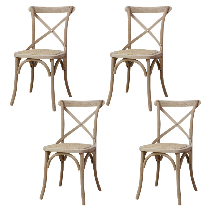Chaises de salle à manger traditionnelles en bois massif, finition mate, chaise latérale à dossier croisé