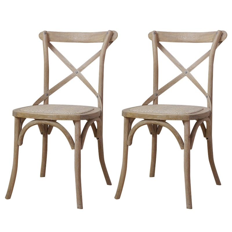 Chaises de salle à manger traditionnelles en bois massif, finition mate, chaise latérale à dossier croisé