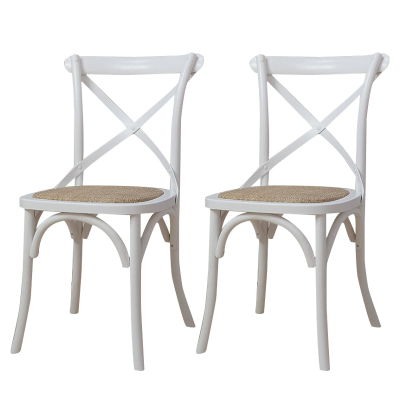 Chaises de salle à manger traditionnelles en bois massif, finition mate, chaise latérale à dossier croisé