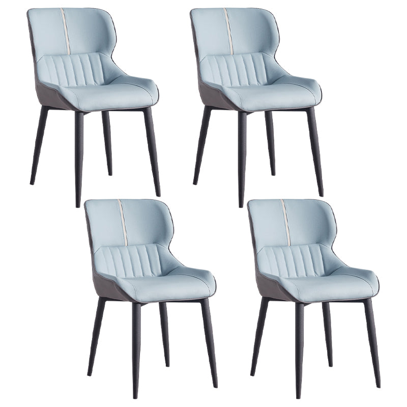 Leather Dining Side Chair Modern Indoor Wingback Chair with Black Legs
