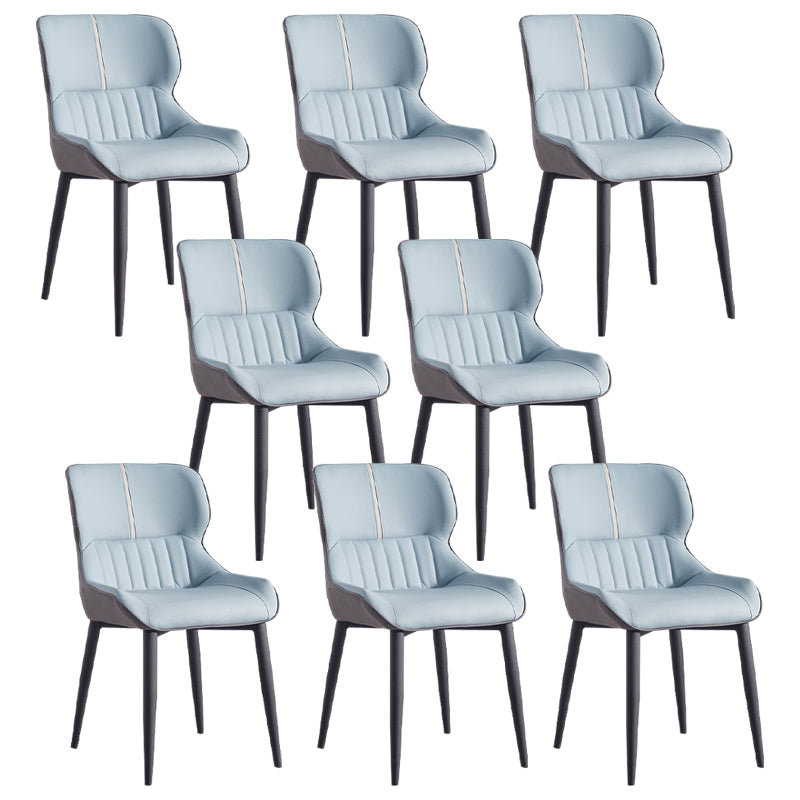 Leather Dining Side Chair Modern Indoor Wingback Chair with Black Legs