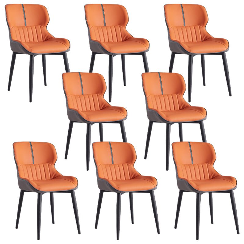 Leather Dining Side Chair Modern Indoor Wingback Chair with Black Legs