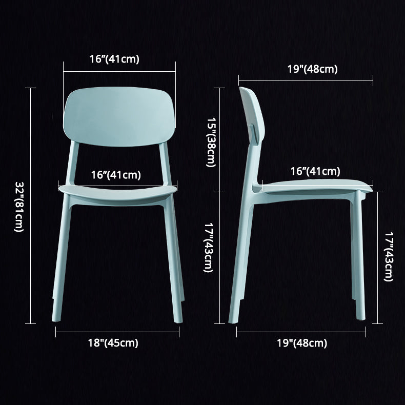 Chaise de salle à manger contemporaine en plastique, finition mate, chaise latérale de salle à manger à dossier ouvert