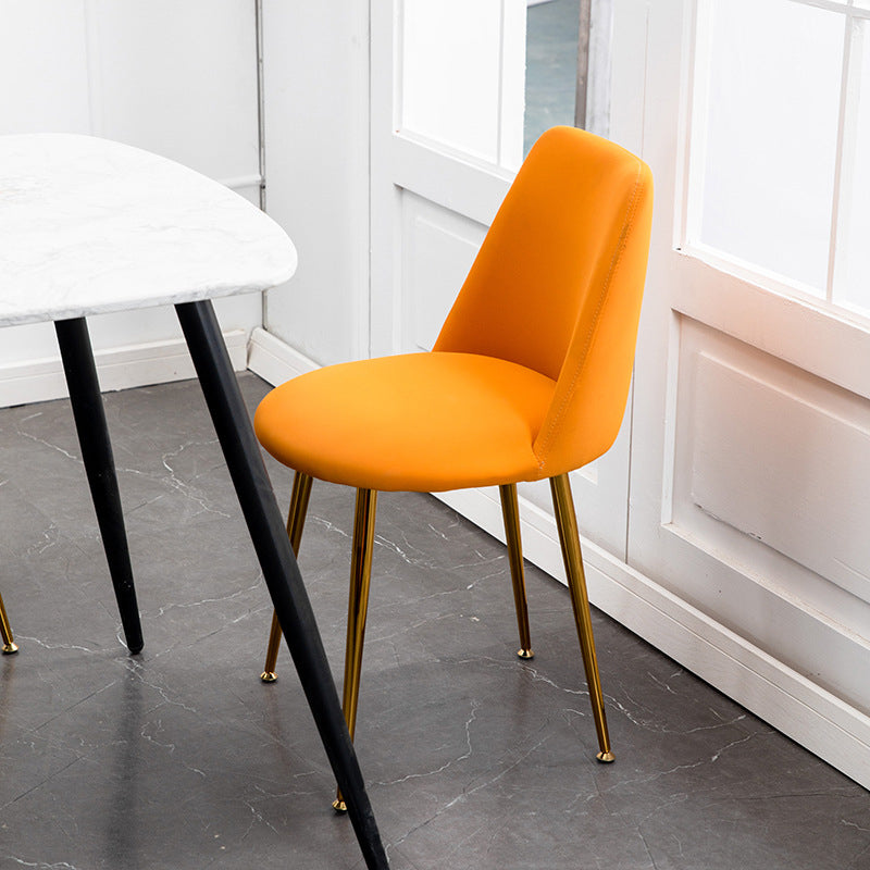 Scandinavian Glam Style Metal Solid Back Side Chair Colorful Chair Sets