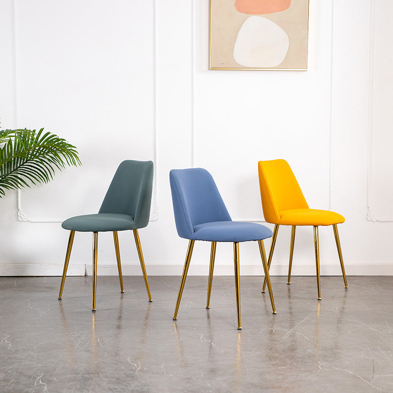 Scandinavian Glam Style Metal Solid Back Side Chair Colorful Chair Sets