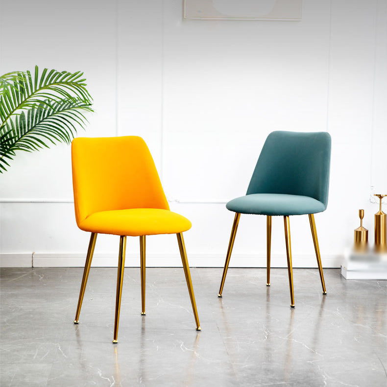 Scandinavian Glam Style Metal Solid Back Side Chair Colorful Chair Sets