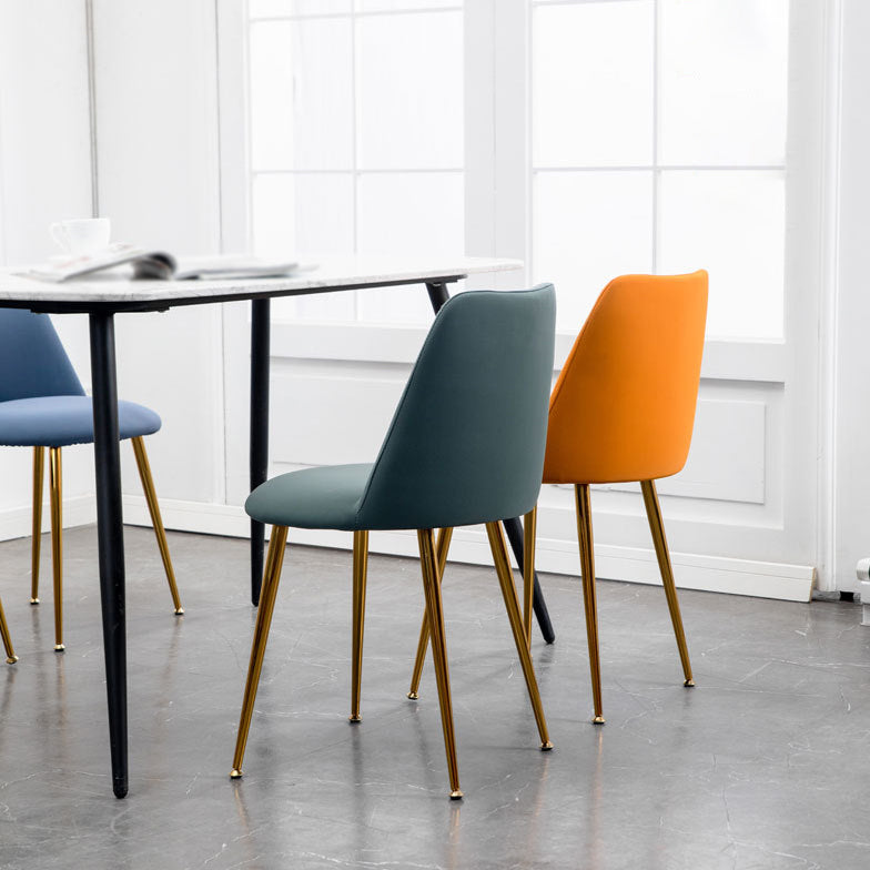 Scandinavian Glam Style Metal Solid Back Side Chair Colorful Chair Sets