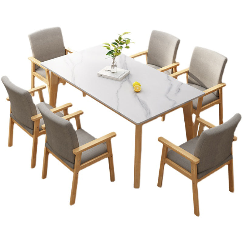 Minimalist Sintered Stone Top Kitchen Dining Set White Standard Dining Set with 4 Legs Table