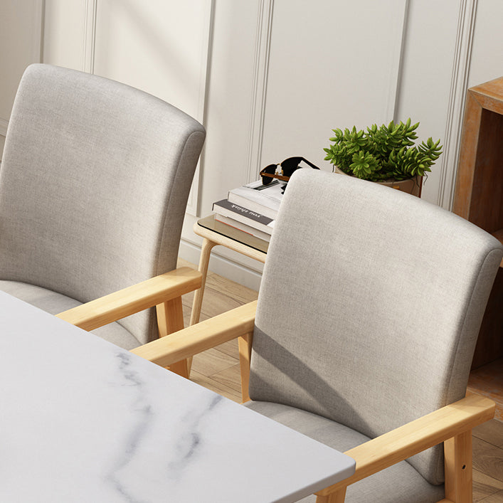 Minimalist Sintered Stone Top Kitchen Dining Set White Standard Dining Set with 4 Legs Table