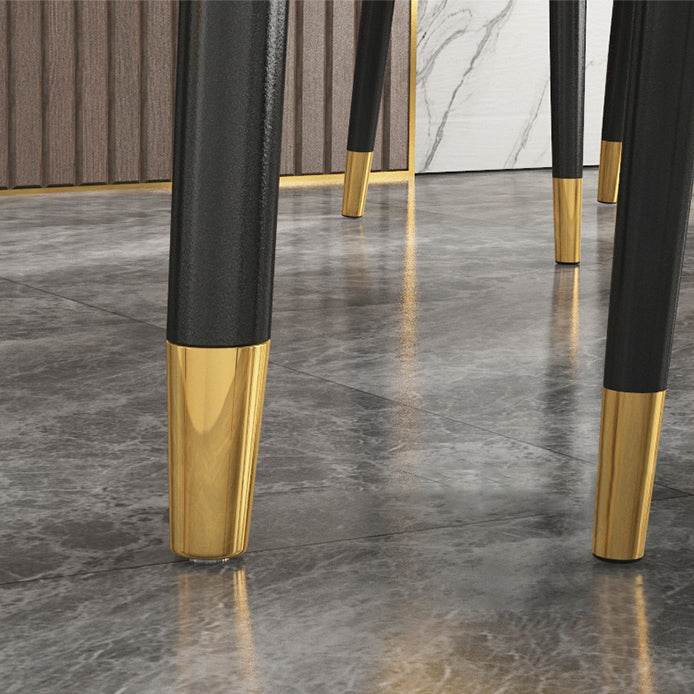 Modern Sintered Stone Table Set of 5/7 with Rectangle Table Dining Set with PU Leather Chairs