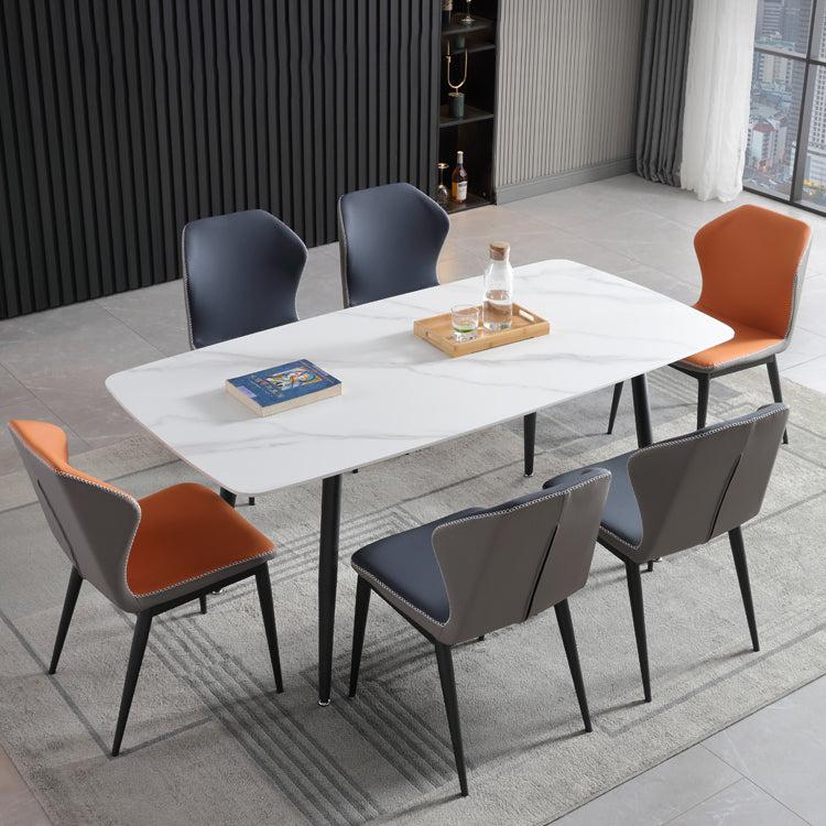 Contemporary Table Set with Sintered Stone Table and Upholstered Chairs