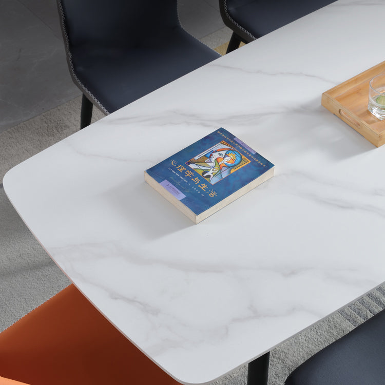 Contemporary Table Set with Sintered Stone Table and Upholstered Chairs