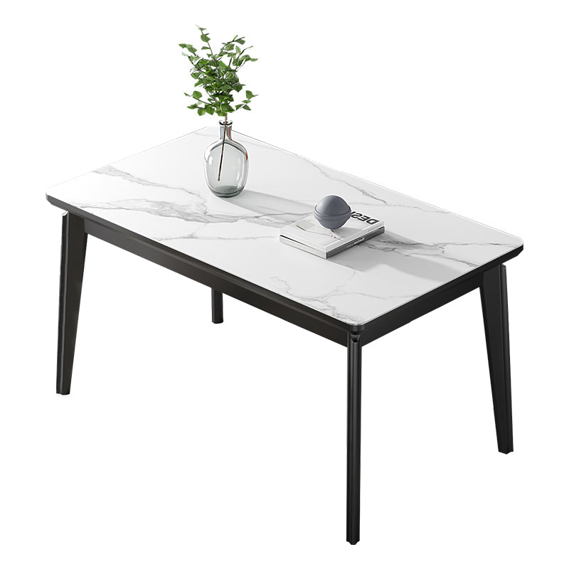 Modern Sintered Stone Table Set of 5/7 with Rectangle Table Dining Set with PU Leather Chairs