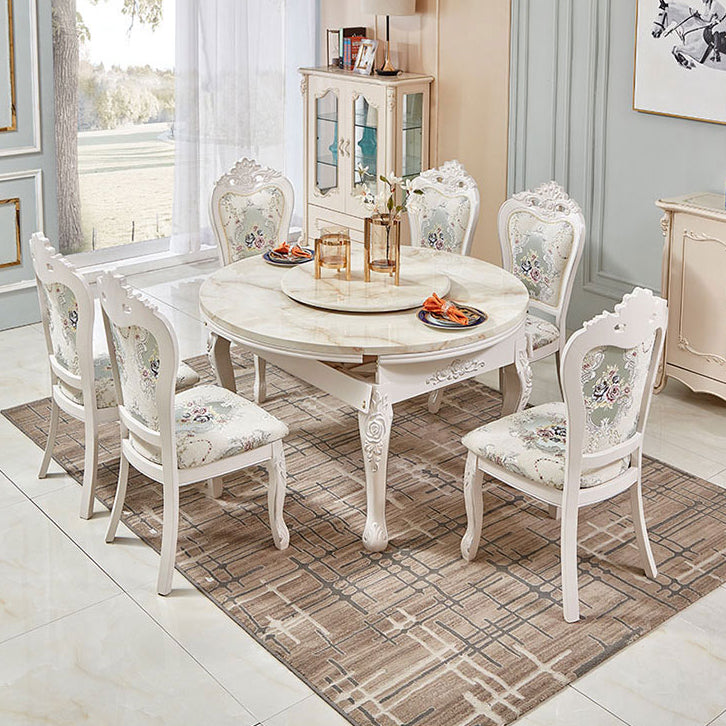 Glam Style Kitchen Marble Top Furniture of Standard Height Formal Dining RoomTable Set