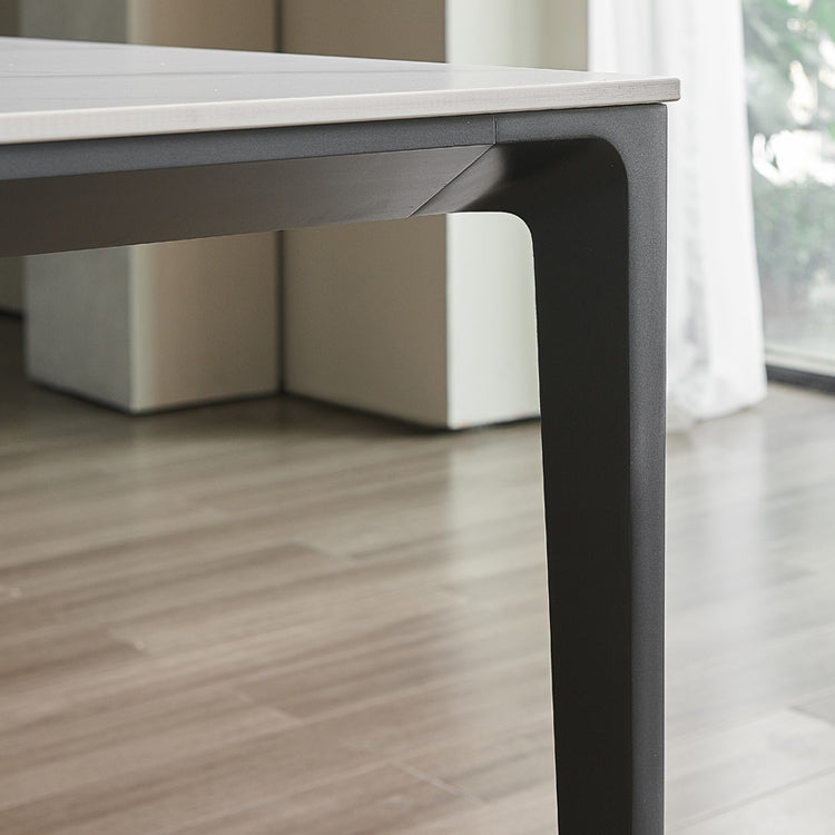 Contemporary Sintered Stone Dining Sets with Rectangle Table and Metal 4 Legs Base Dining Furniture