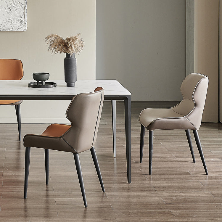 Contemporary Sintered Stone Dining Sets with Rectangle Table and Metal 4 Legs Base Dining Furniture
