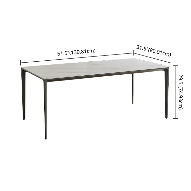 Contemporary Sintered Stone Dining Sets with Rectangle Table and Metal 4 Legs Base Dining Furniture