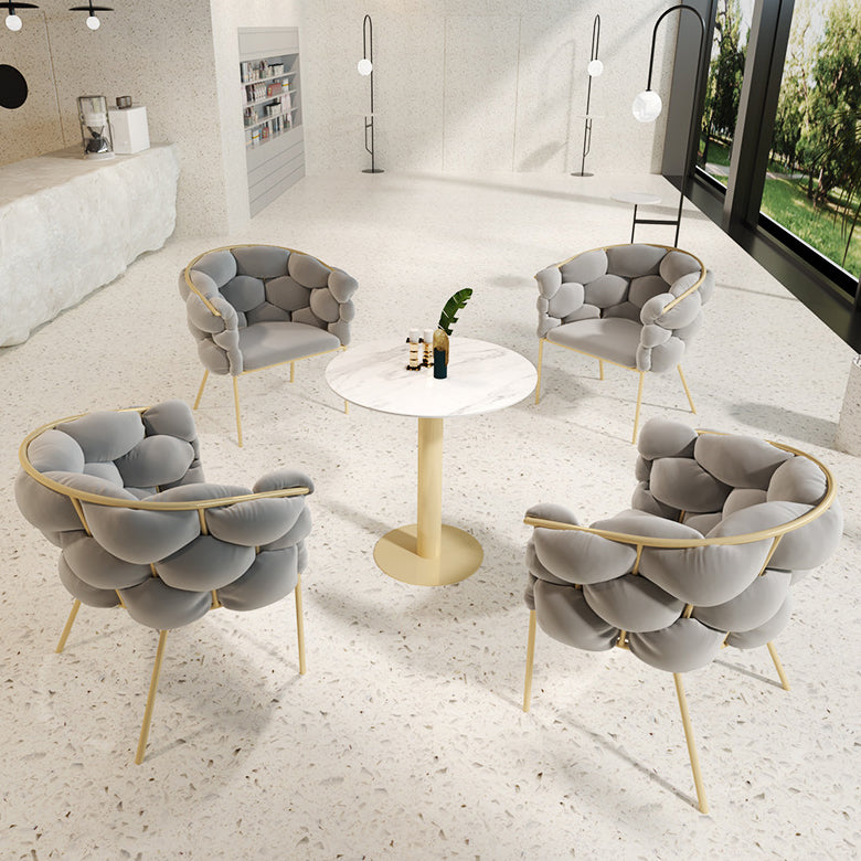 Glam Sintered Stone Dining Room Set with Round Table and Gold Leg Formal Dining Table Furniture
