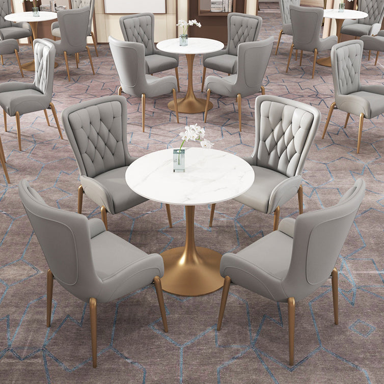 Glam Style Sintered Stone White Dining Room Set with Round Table Dining Table Furniture