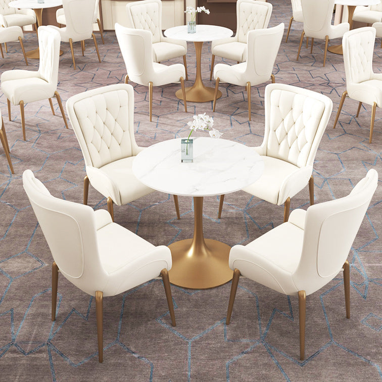 Glam Style Sintered Stone White Dining Room Set with Round Table Dining Table Furniture