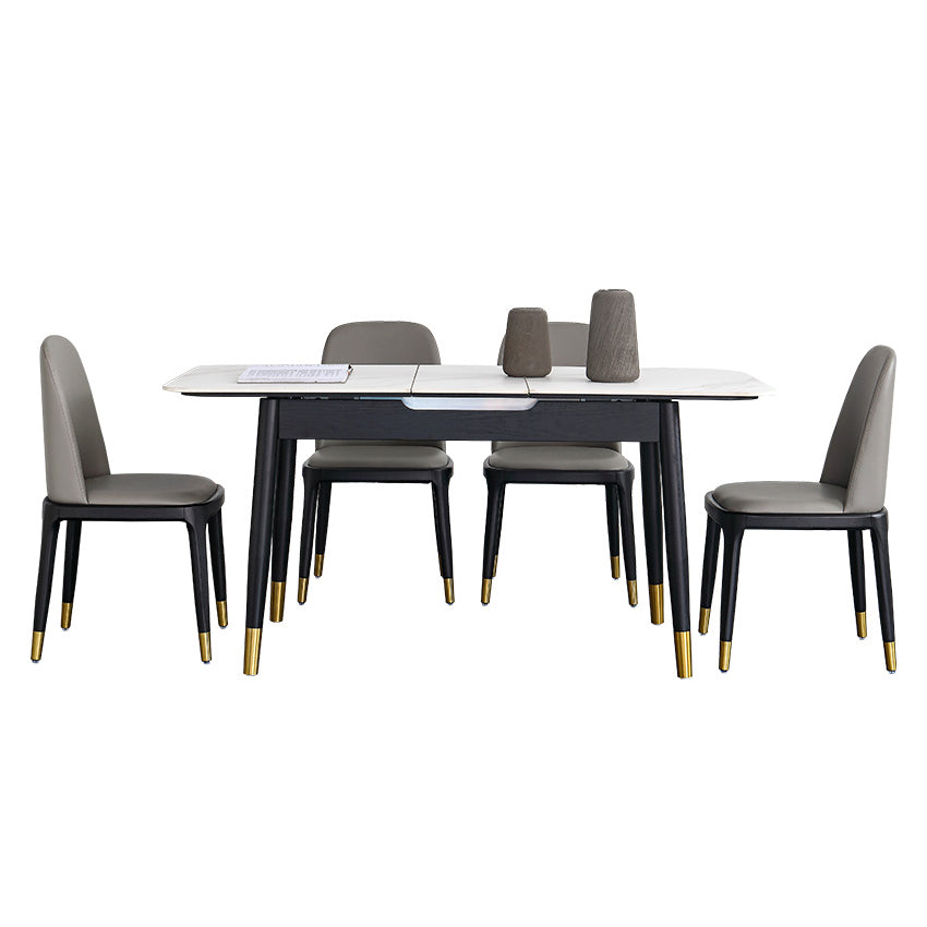 Minimalist Sintered Stone Extendable Dining Set Rectangle Shape White Dining Set for Kitchen