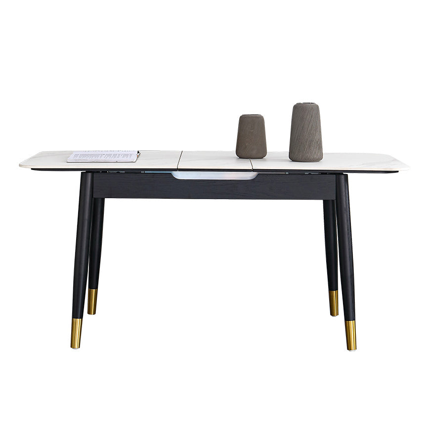 Minimalist Sintered Stone Extendable Dining Set Rectangle Shape White Dining Set for Kitchen