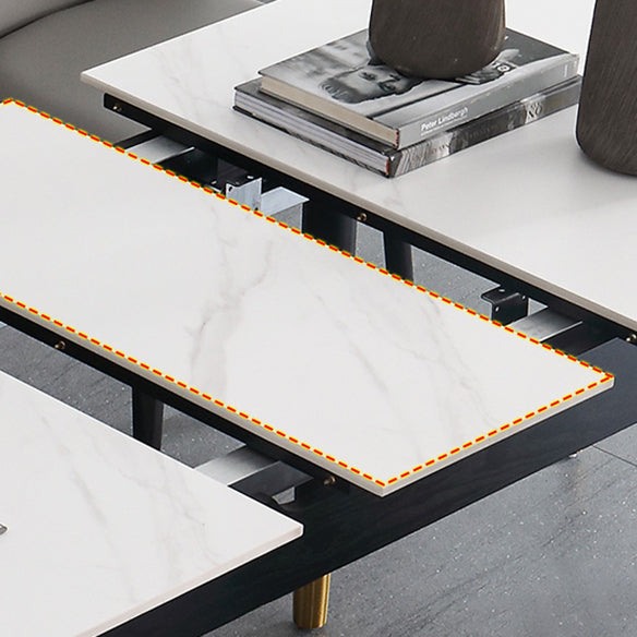 Minimalist Sintered Stone Extendable Dining Set Rectangle Shape White Dining Set for Kitchen