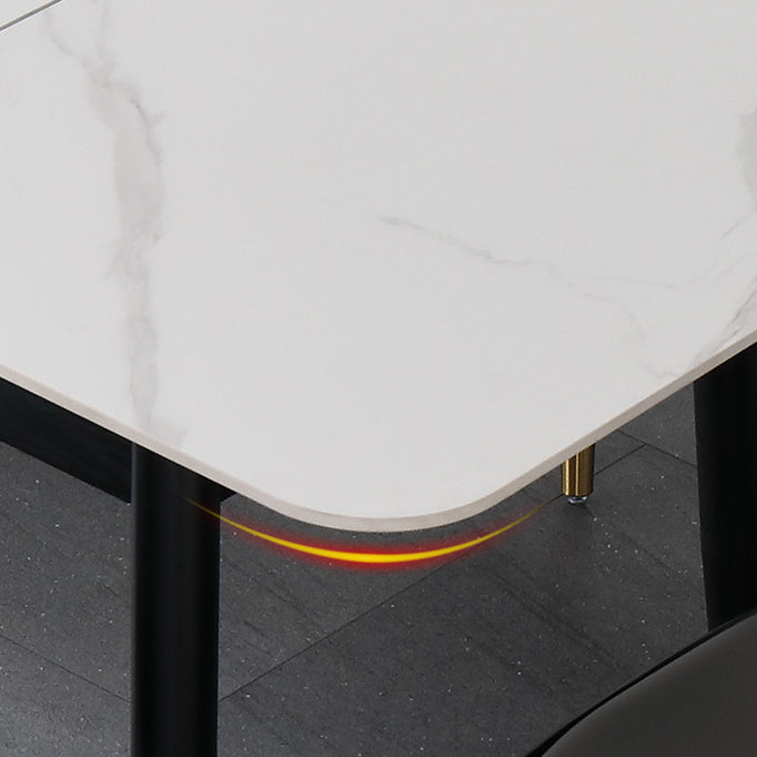 Minimalist Sintered Stone Extendable Dining Set Rectangle Shape White Dining Set for Kitchen