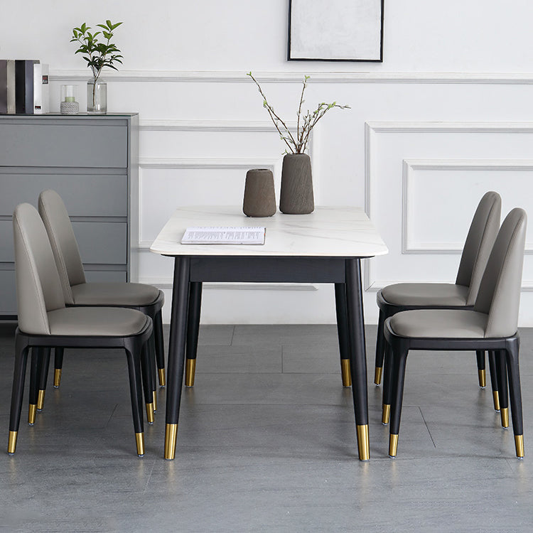 Minimalist Sintered Stone Extendable Dining Set Rectangle Shape White Dining Set for Kitchen