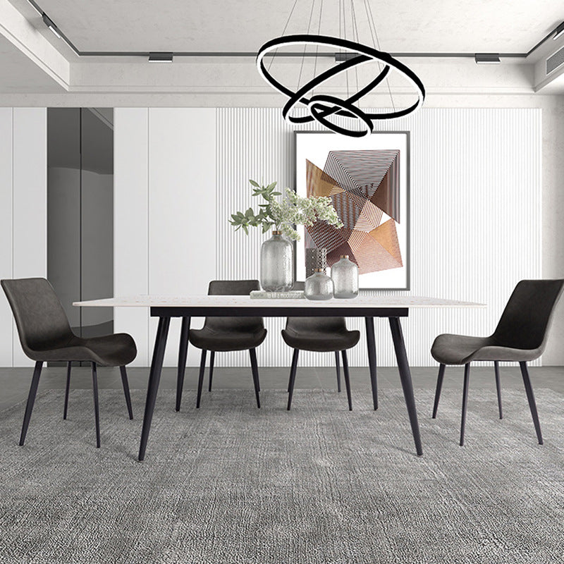 Minimalist Dining Table Set with Sintered Stone Dining Table and Upholstered Chairs